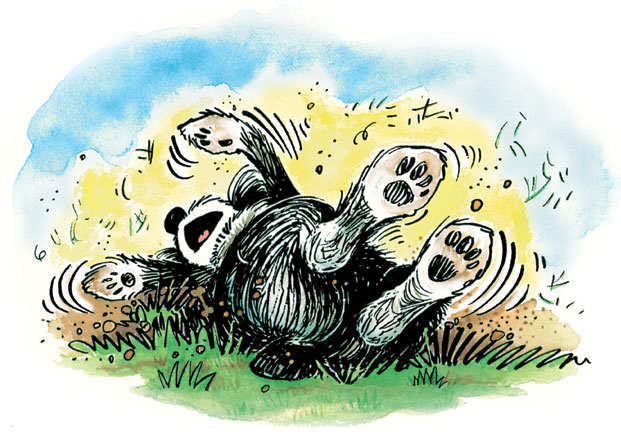 Farley rolling in the dirt