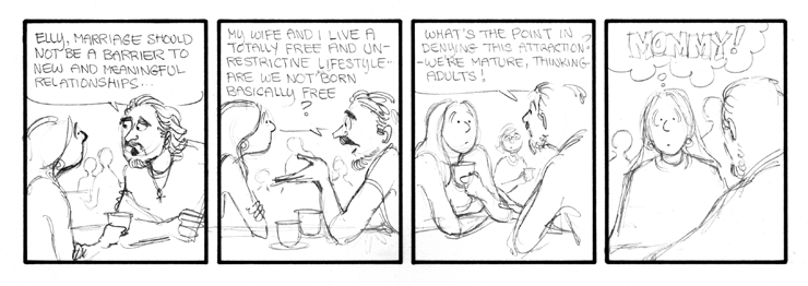 Elly's professor tries to talk her into an affair.