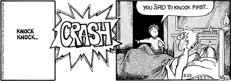 Michael barges in on John and Elly in bed.