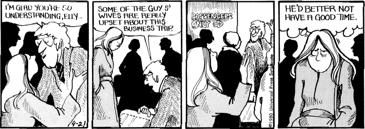 Elly is mad that John gets to go away.