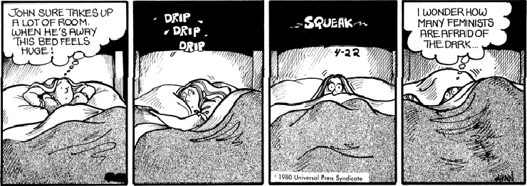 Elly has trouble sleeping without John.