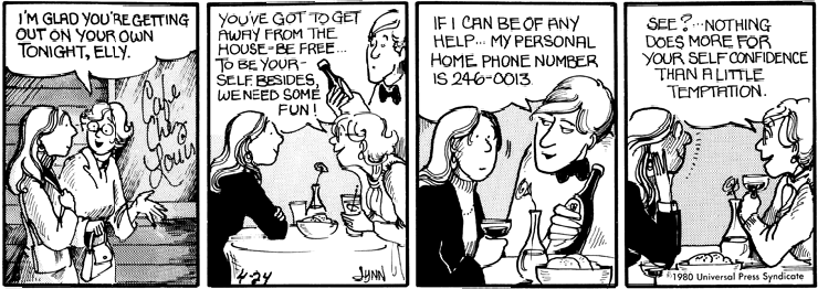 Elly gets flirted with by the waiter.