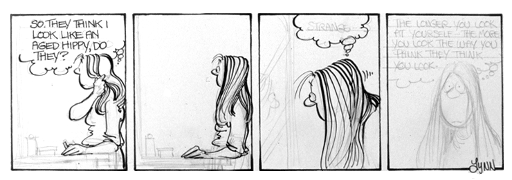 Elly agonizes over being referred to as an aging hippie.